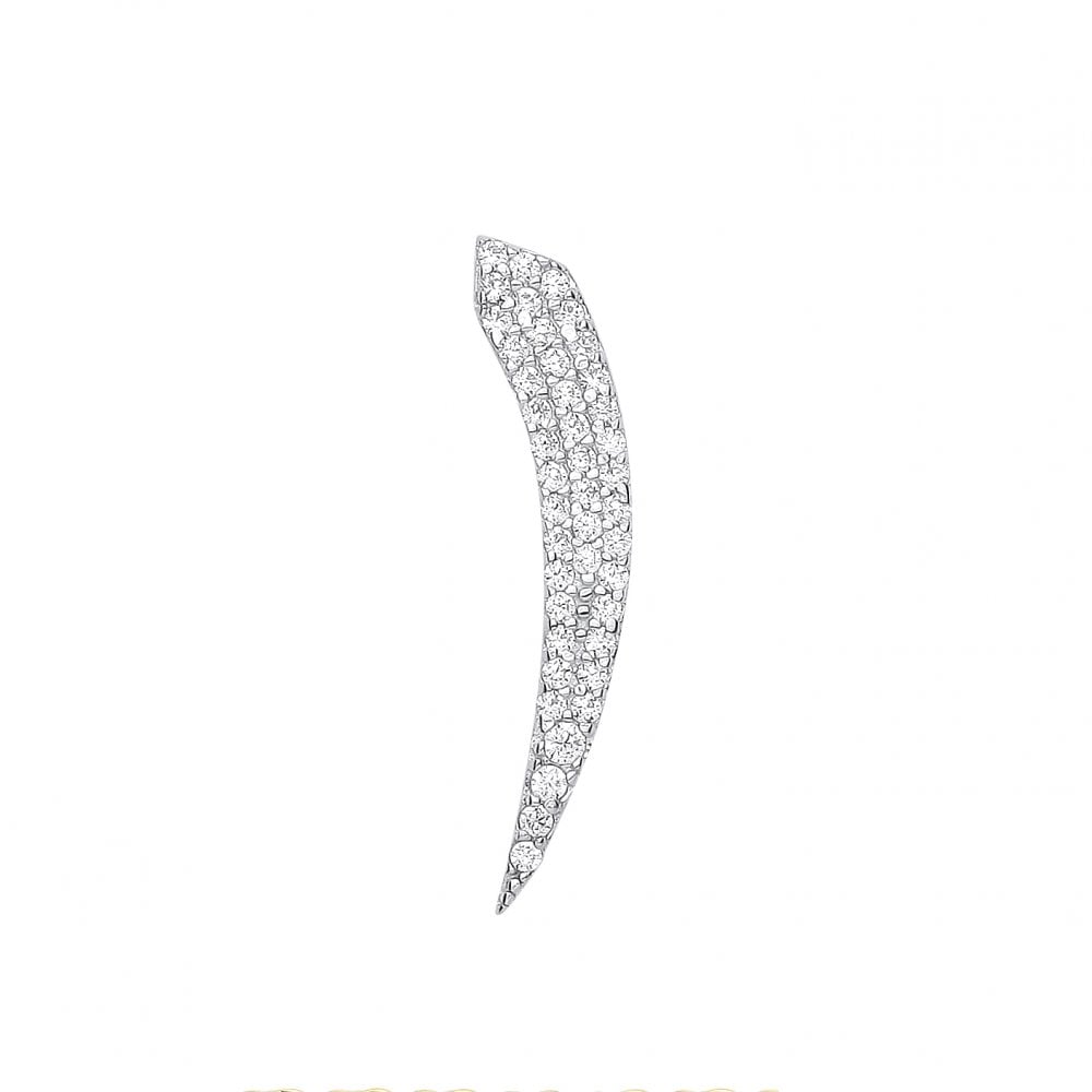 Silver CZ Fancy Cuff Stud Earring