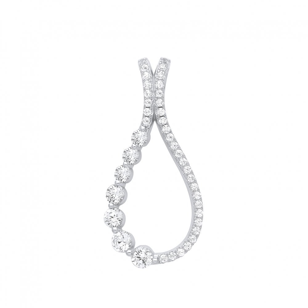 Silver CZ Fancy Pear Drop Pendant