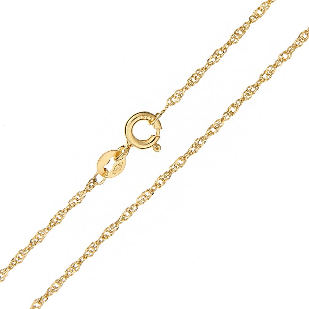 SPARKLD 9ct Yellow Gold 16" Singapore Pendant Chain, 1.5mm Width