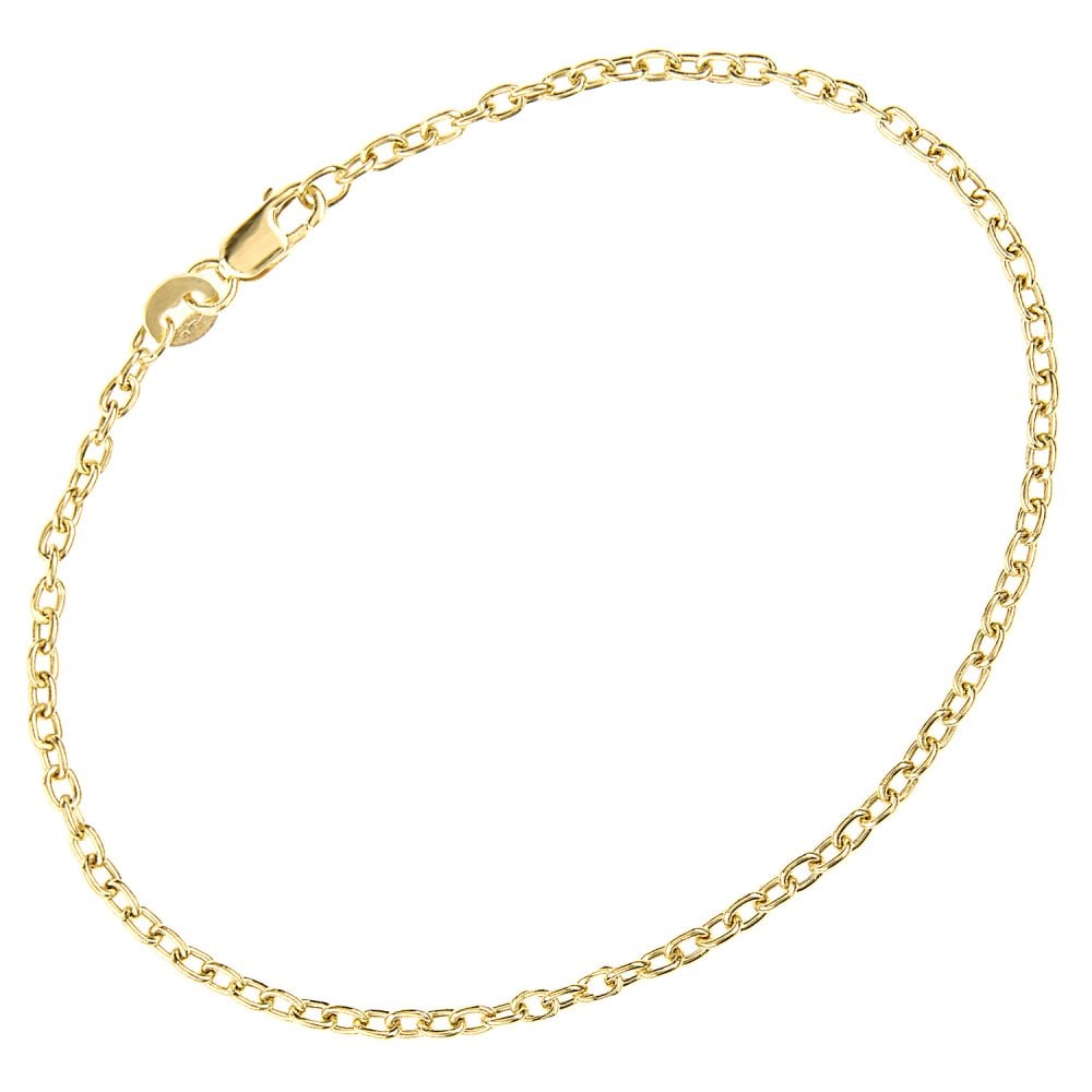 SPARKLD 9ct Yellow Gold 7.5" Cable Hollow Bracelet, 2mm Width
