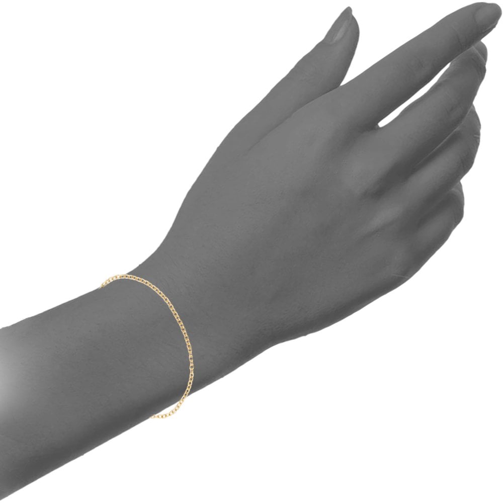 SPARKLD 9ct Yellow Gold 7.5" Cable Hollow Bracelet, 2mm Width