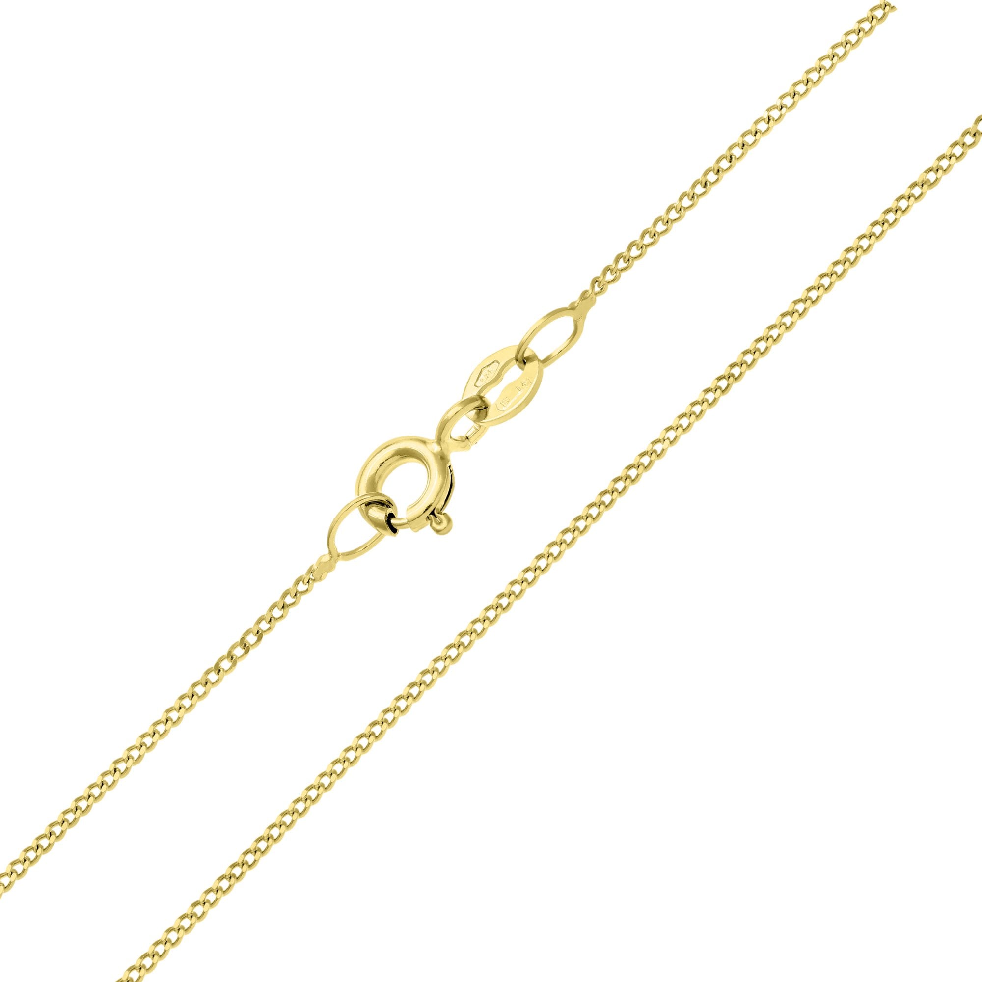 SPARKLD 9ct Yellow Gold Pendant Necklace, Curb Chain, 46 cm Length and 0.8mm Width