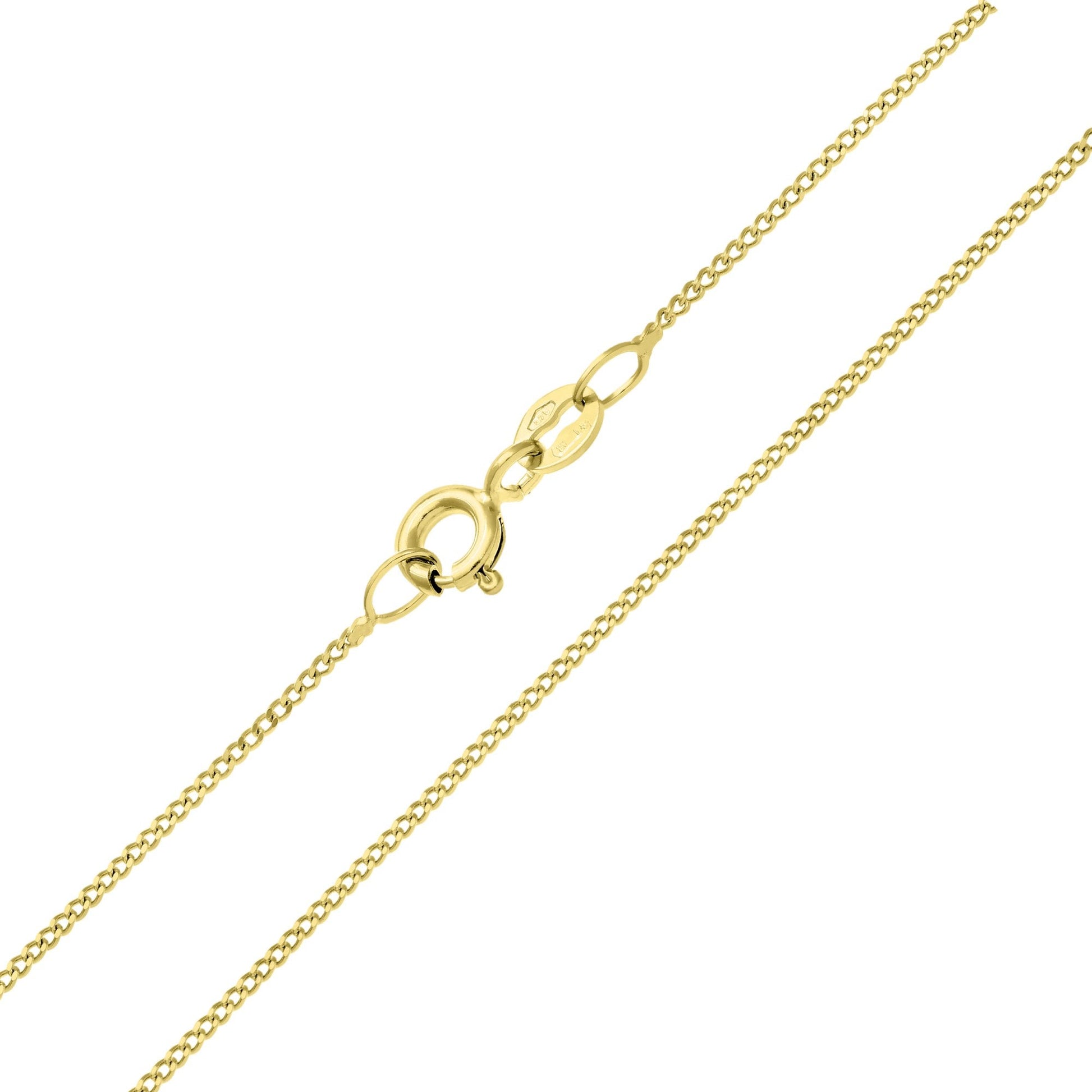 SPARKLD 9ct Yellow Gold Pendant Necklace, Curb Chain, 46 cm Length and 0.8mm Width