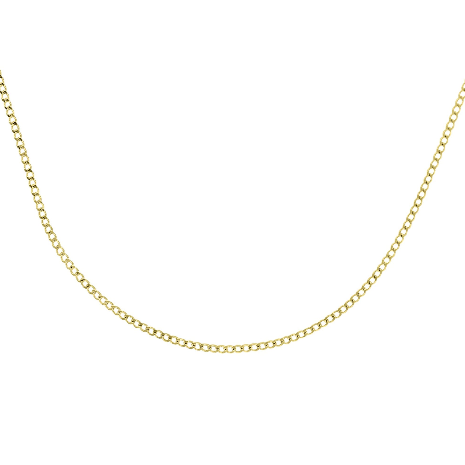SPARKLD 9ct Yellow Gold Pendant Necklace, Curb Chain, 46 cm Length and 0.8mm Width