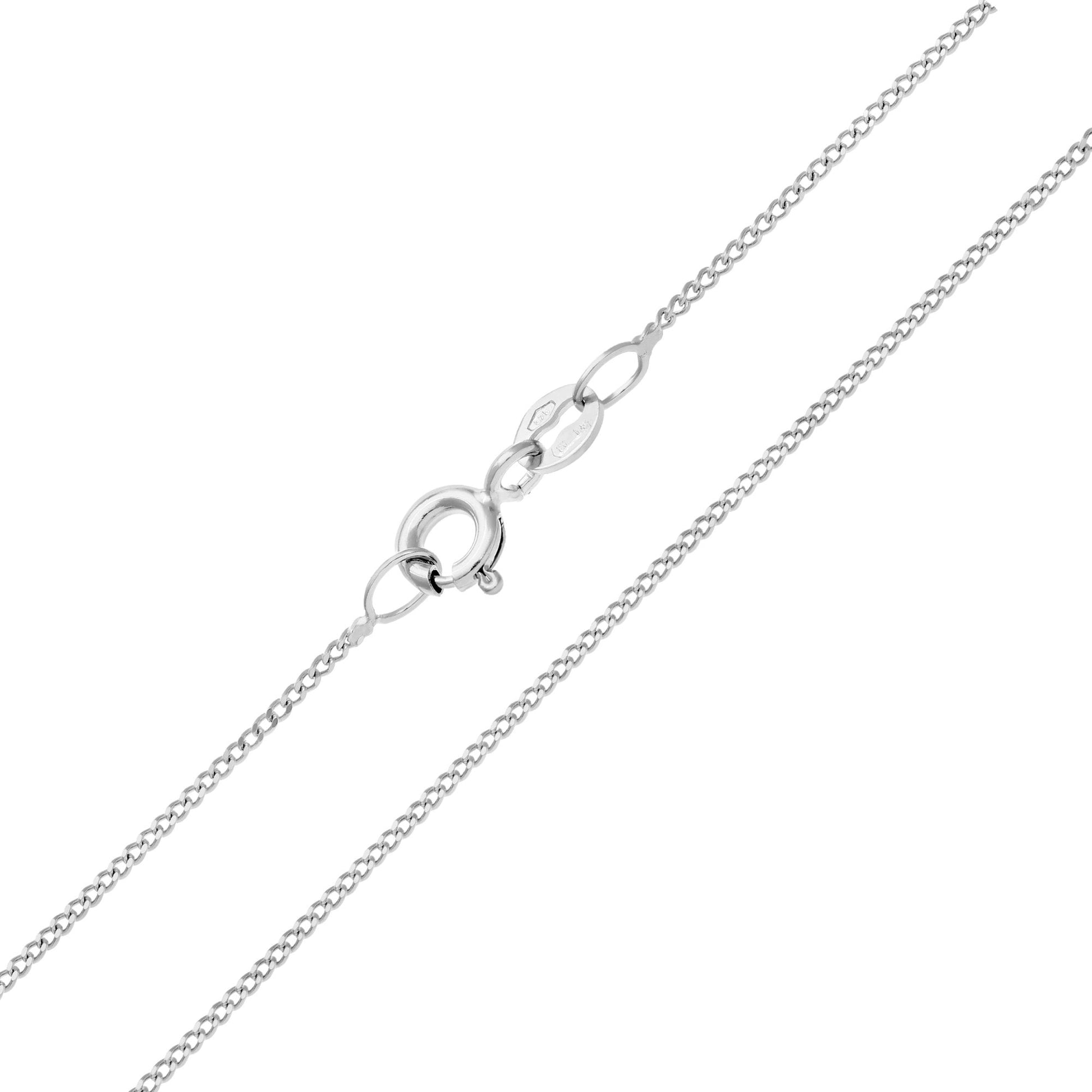 SPARKLD Pendant Necklace, 9 ct White Gold Curb Chain, 0.8mm Width