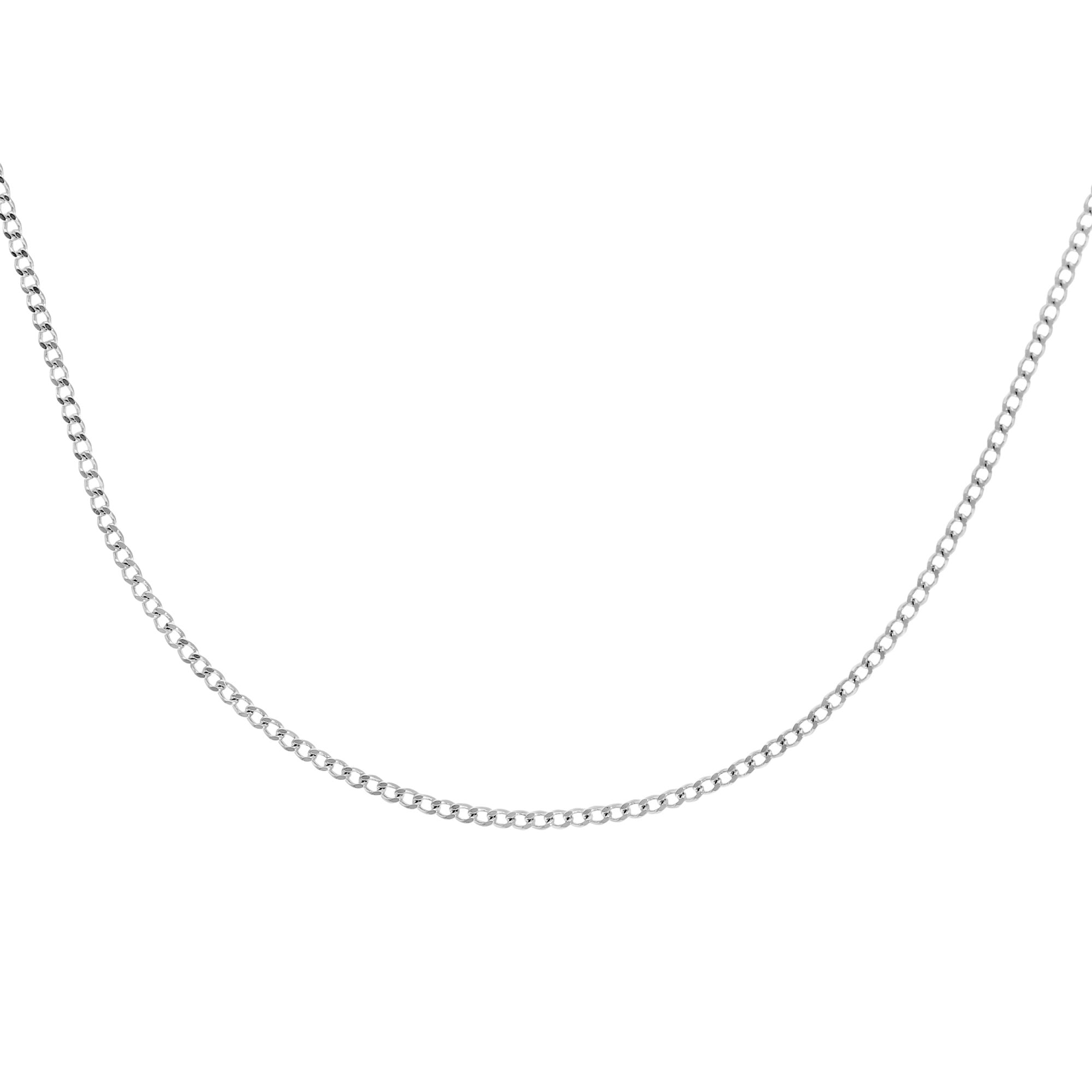 SPARKLD Pendant Necklace, 9 ct White Gold Curb Chain, 0.8mm Width