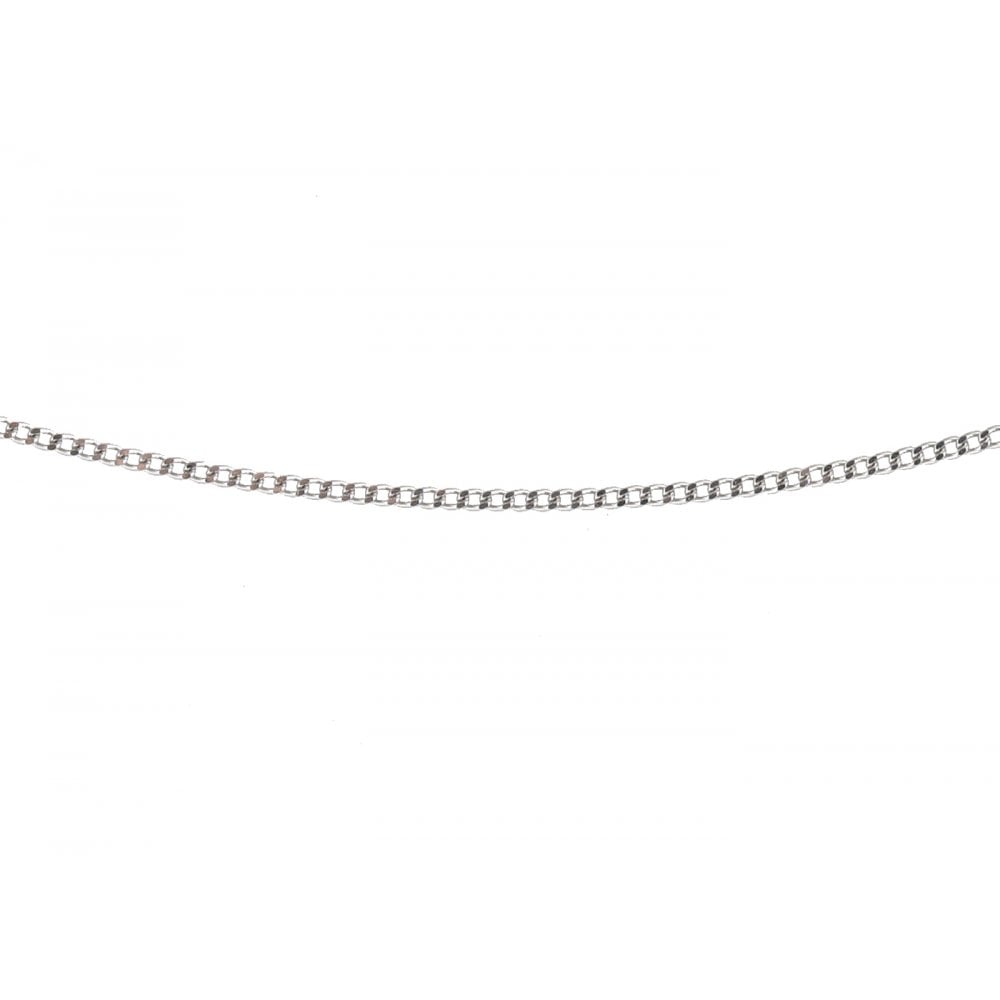 SPARKLD Pendant Necklace, 9 ct White Gold Curb Chain, 0.8mm Width