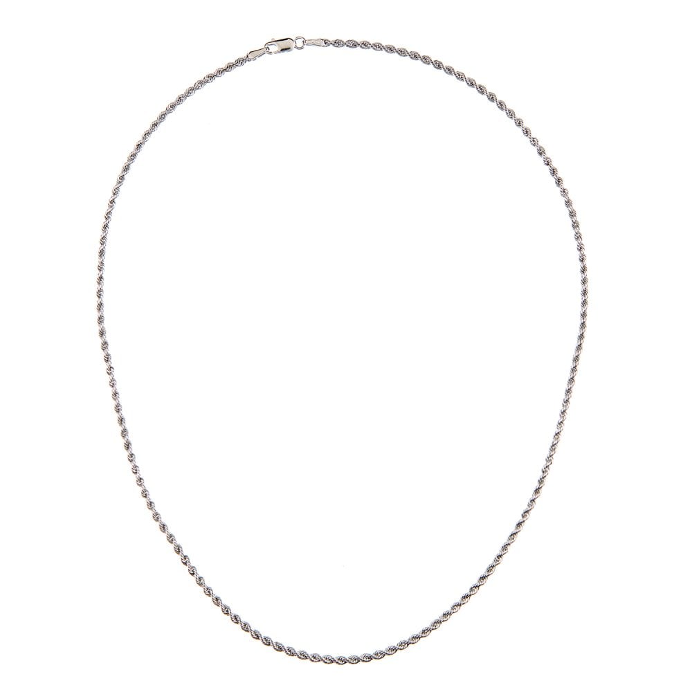 SPARKLD 9ct White Gold Rope Chain Necklace of Length 41cm, 2mm Width