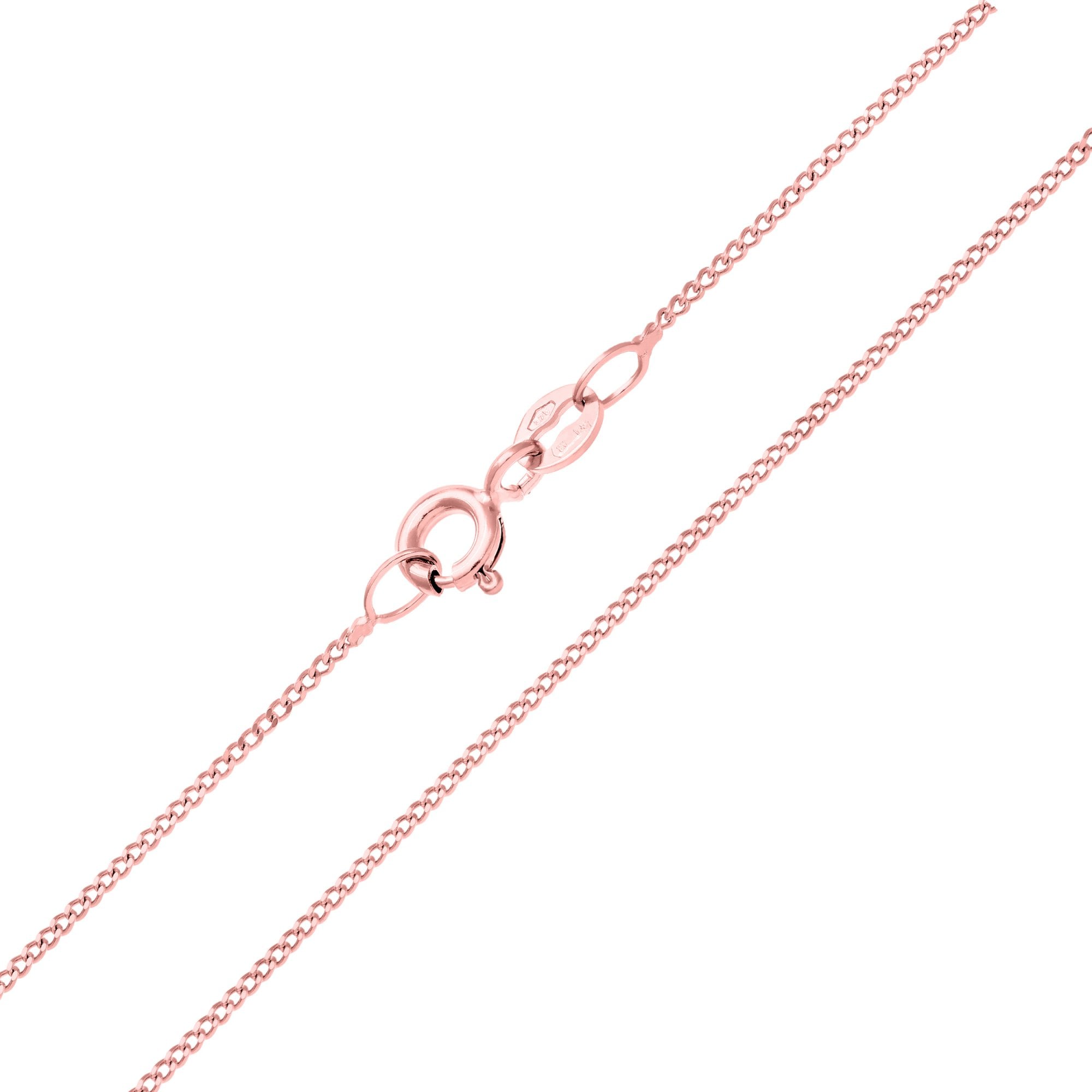 SPARKLD 9ct Rose Gold Curb Chain Necklace 46cm Length, 0.8mm Width