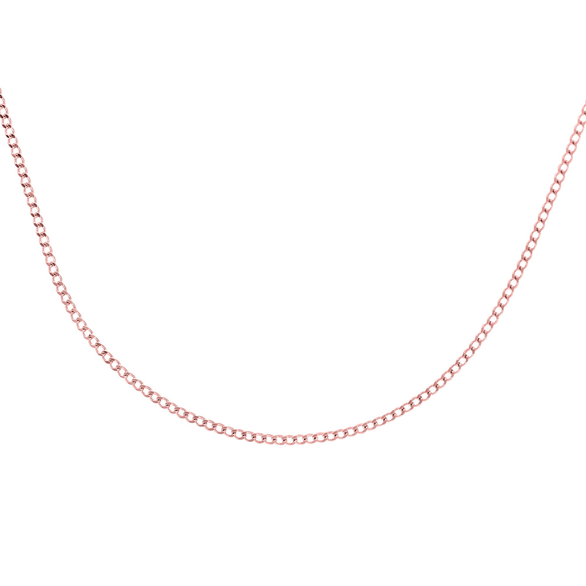 SPARKLD 9ct Rose Gold Curb Chain Necklace 46cm Length, 0.8mm Width