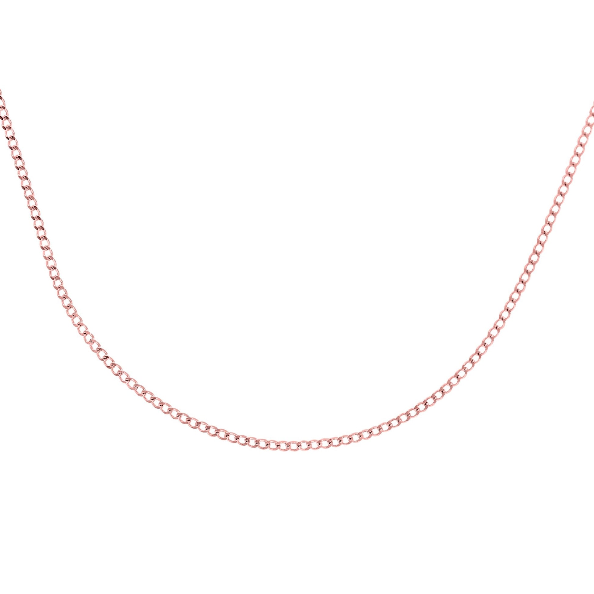 SPARKLD 9ct Rose Gold Curb Chain Necklace 46cm Length, 0.8mm Width