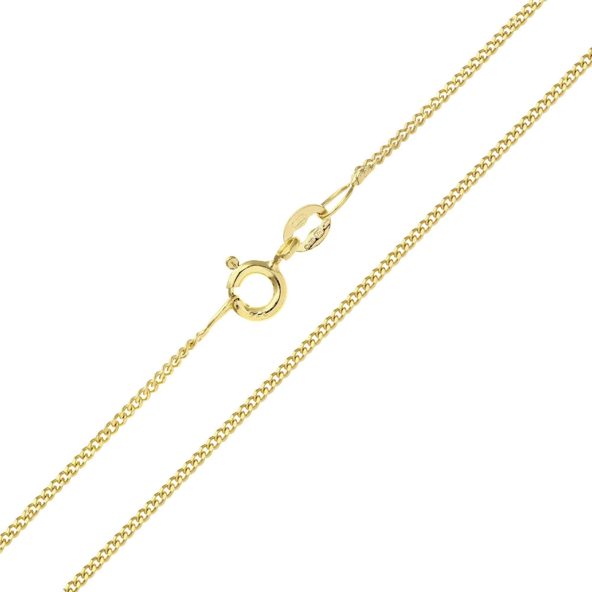 SPARKLD 9ct Yellow Gold Curb Chain Necklace 46cm Length, 1mm Width