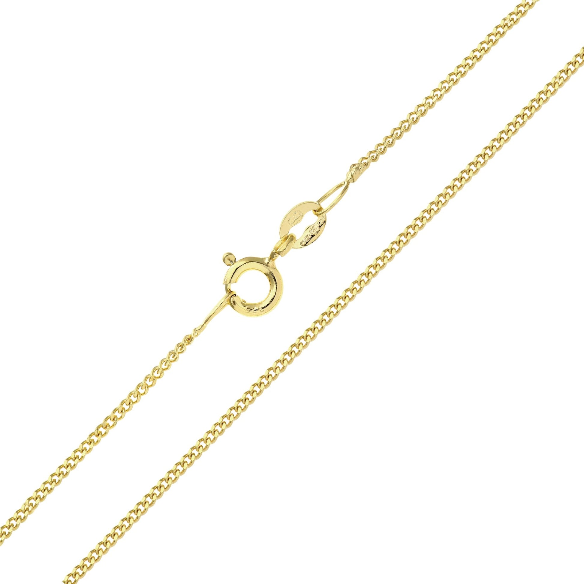 SPARKLD 9ct Yellow Gold Curb Chain Necklace 46cm Length, 1mm Width