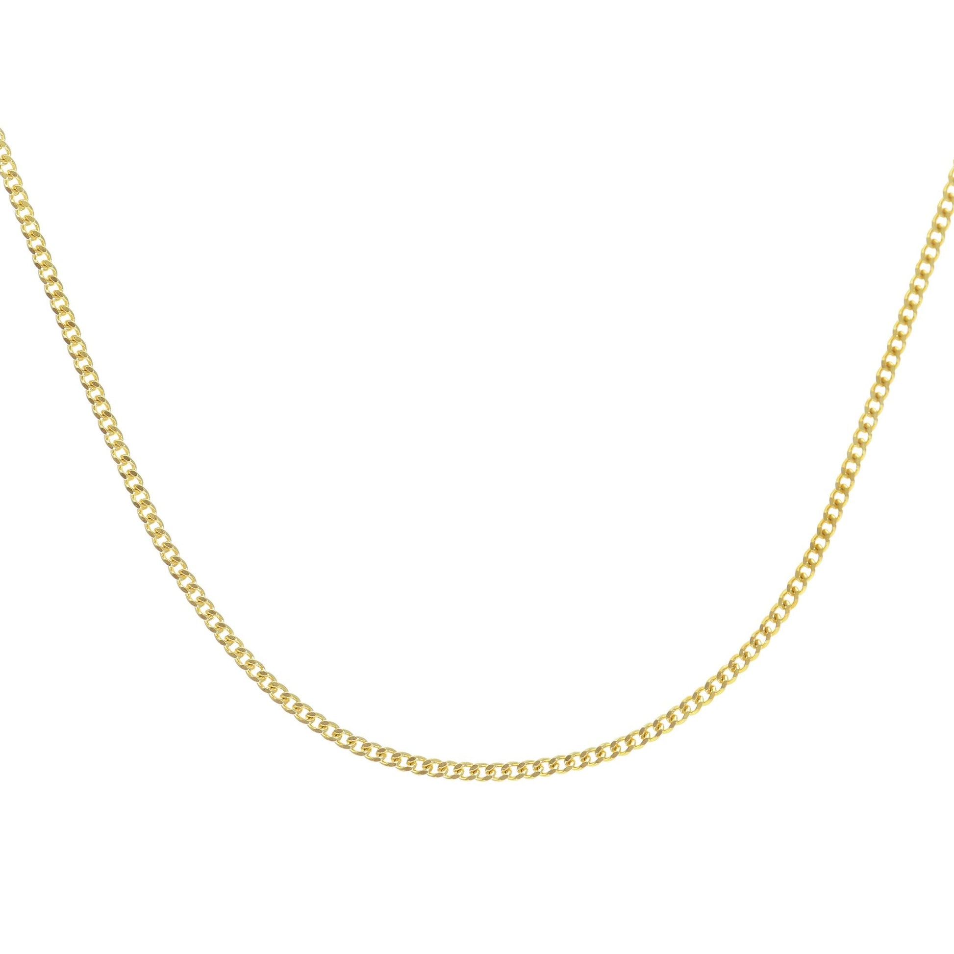 SPARKLD 9ct Yellow Gold Curb Chain Necklace 46cm Length, 1mm Width