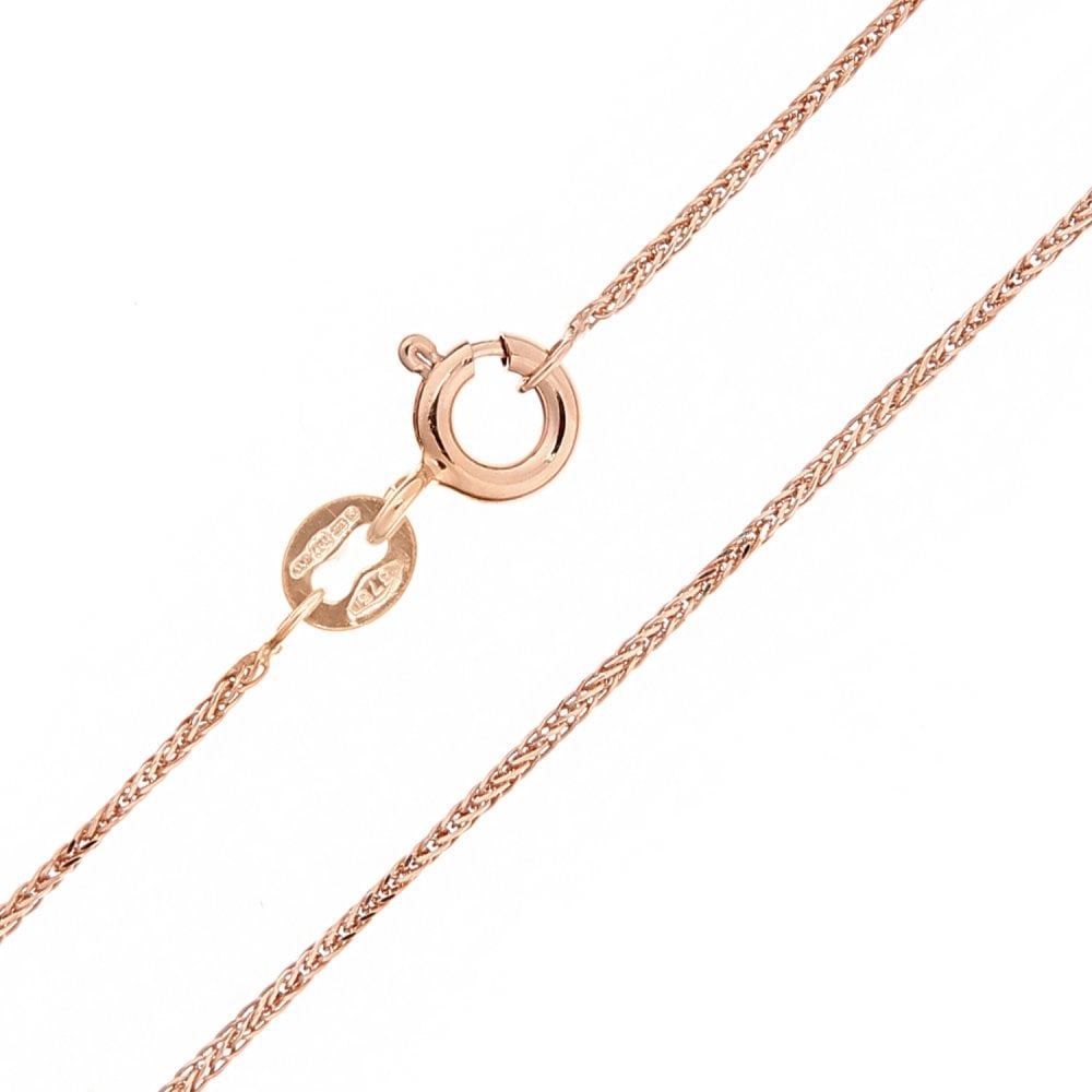 SPARKLD 9ct Rose Gold 18" Foxtail Pendant Chain, 1mm Width