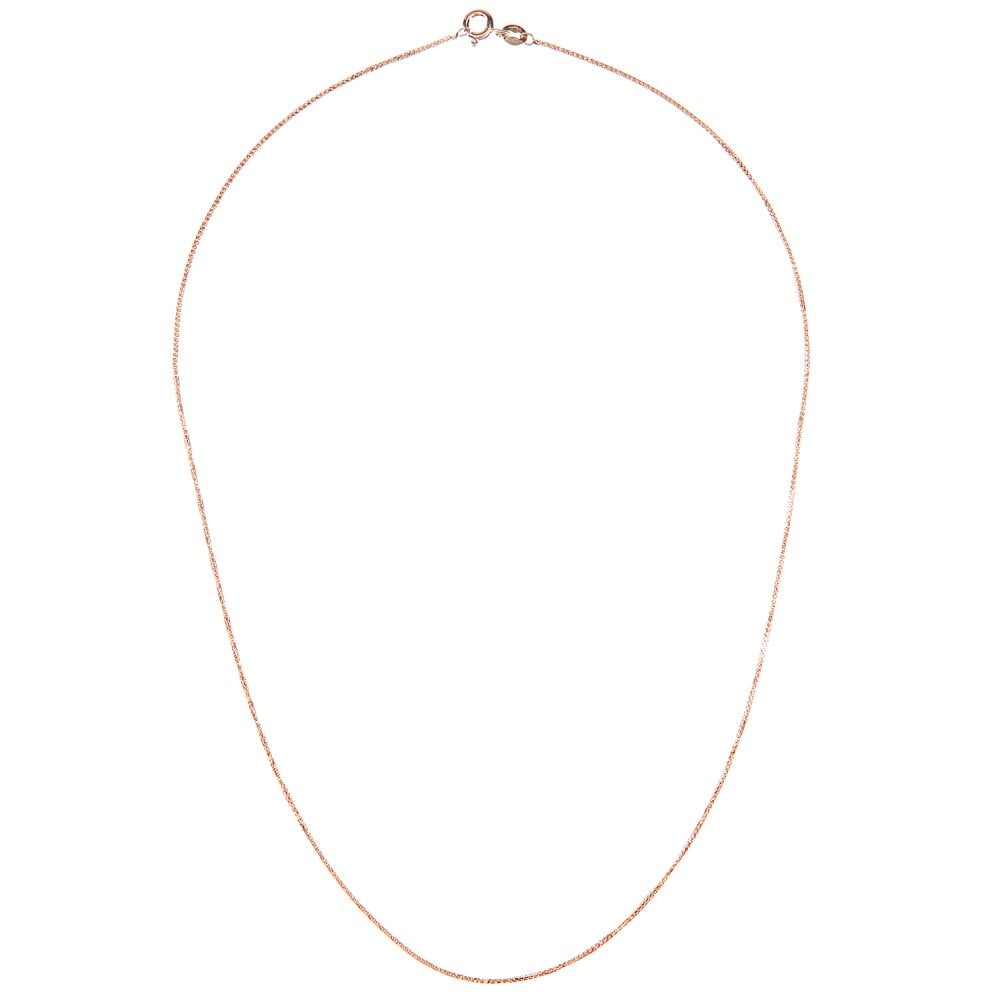 SPARKLD 9ct Rose Gold 18" Foxtail Pendant Chain, 1mm Width