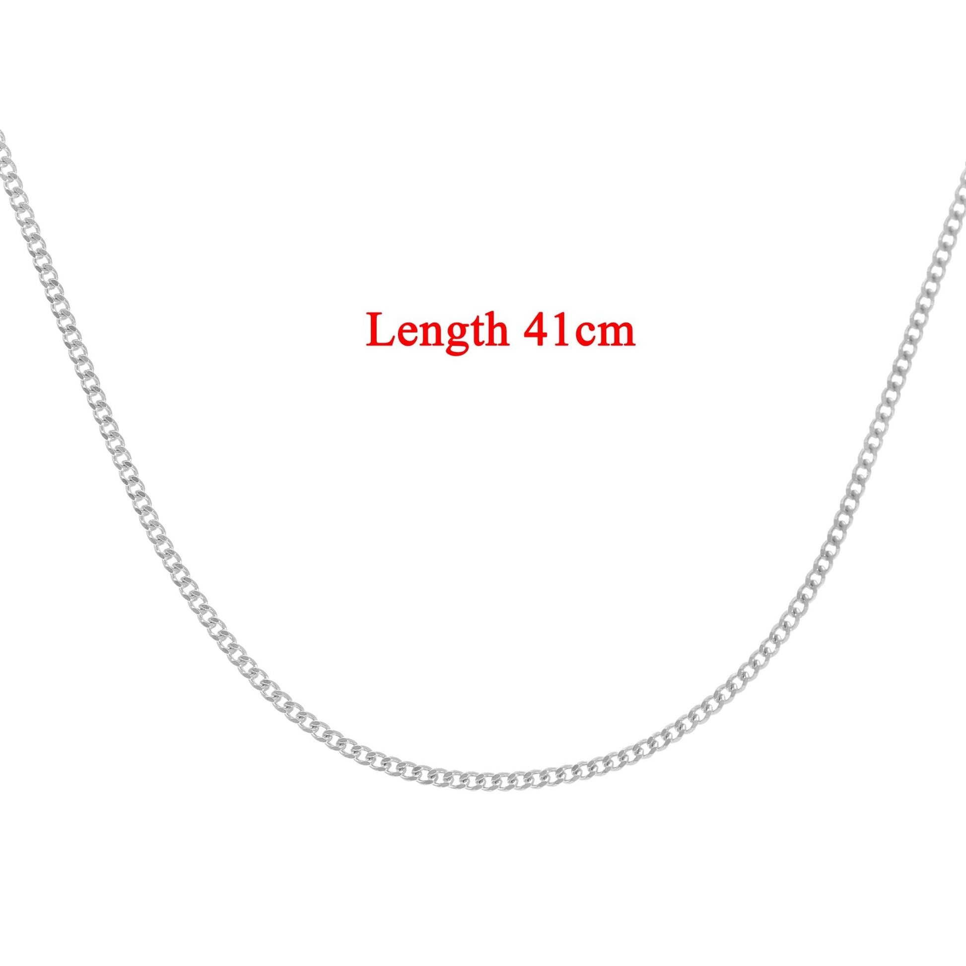 SPARKLD 9ct White Gold Curb Chain Pendant Necklace of 41 cm Length, 1mm Width