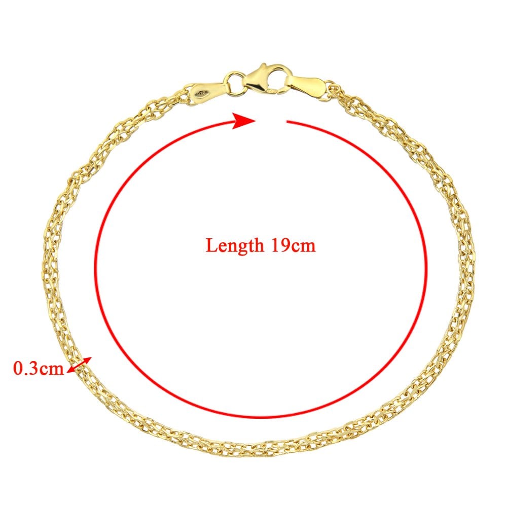 SPARKLD 9ct Yellow Gold 7.5" Link Bracelet, 3mm width