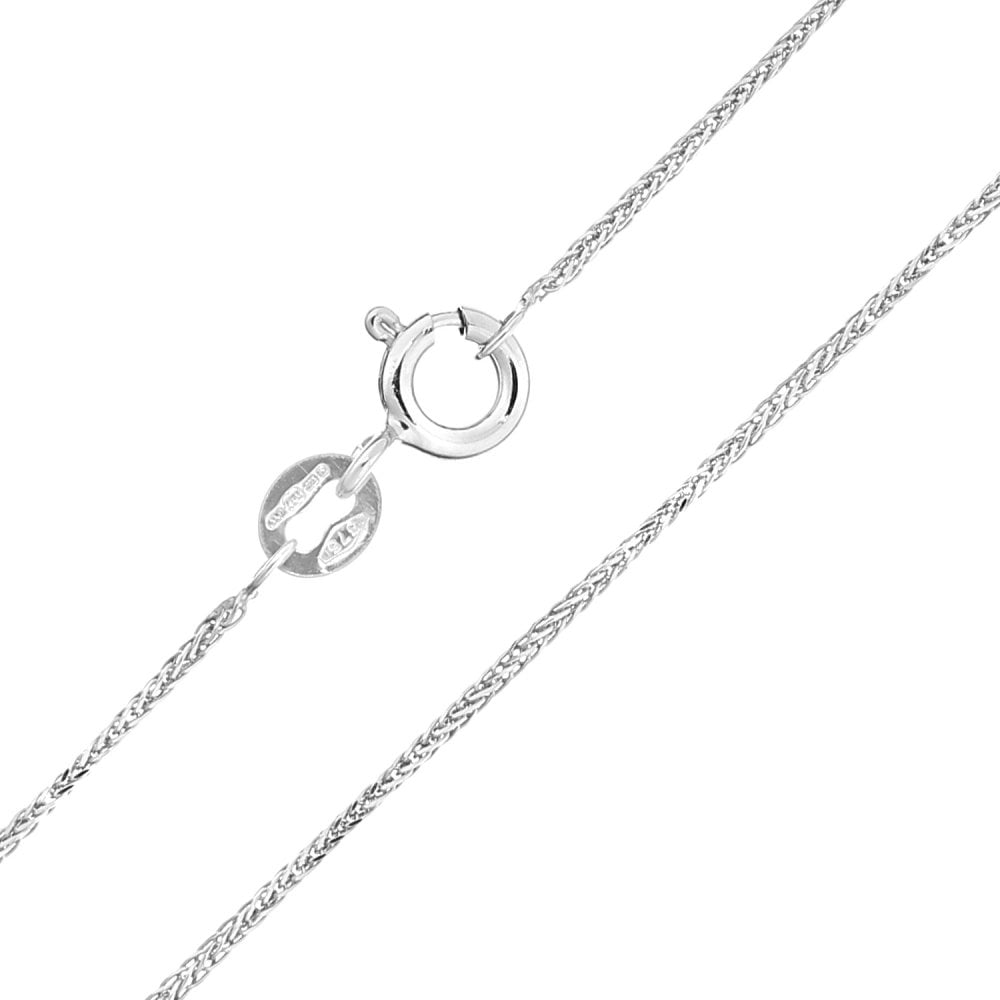 SPARKLD 9ct White Gold 18" Foxtail Pendant Chain, 1mm Width