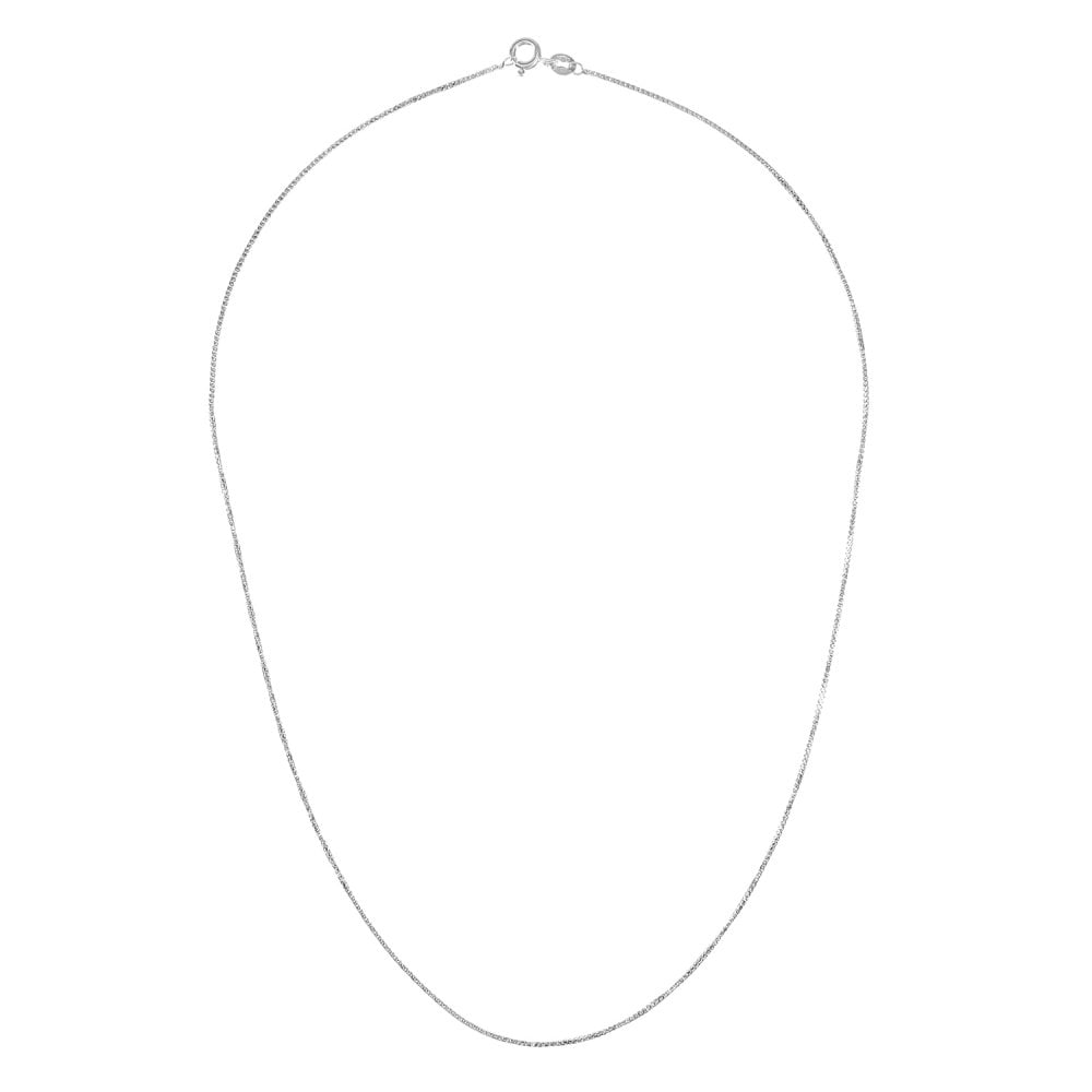 SPARKLD 9ct White Gold 18" Foxtail Pendant Chain, 1mm Width