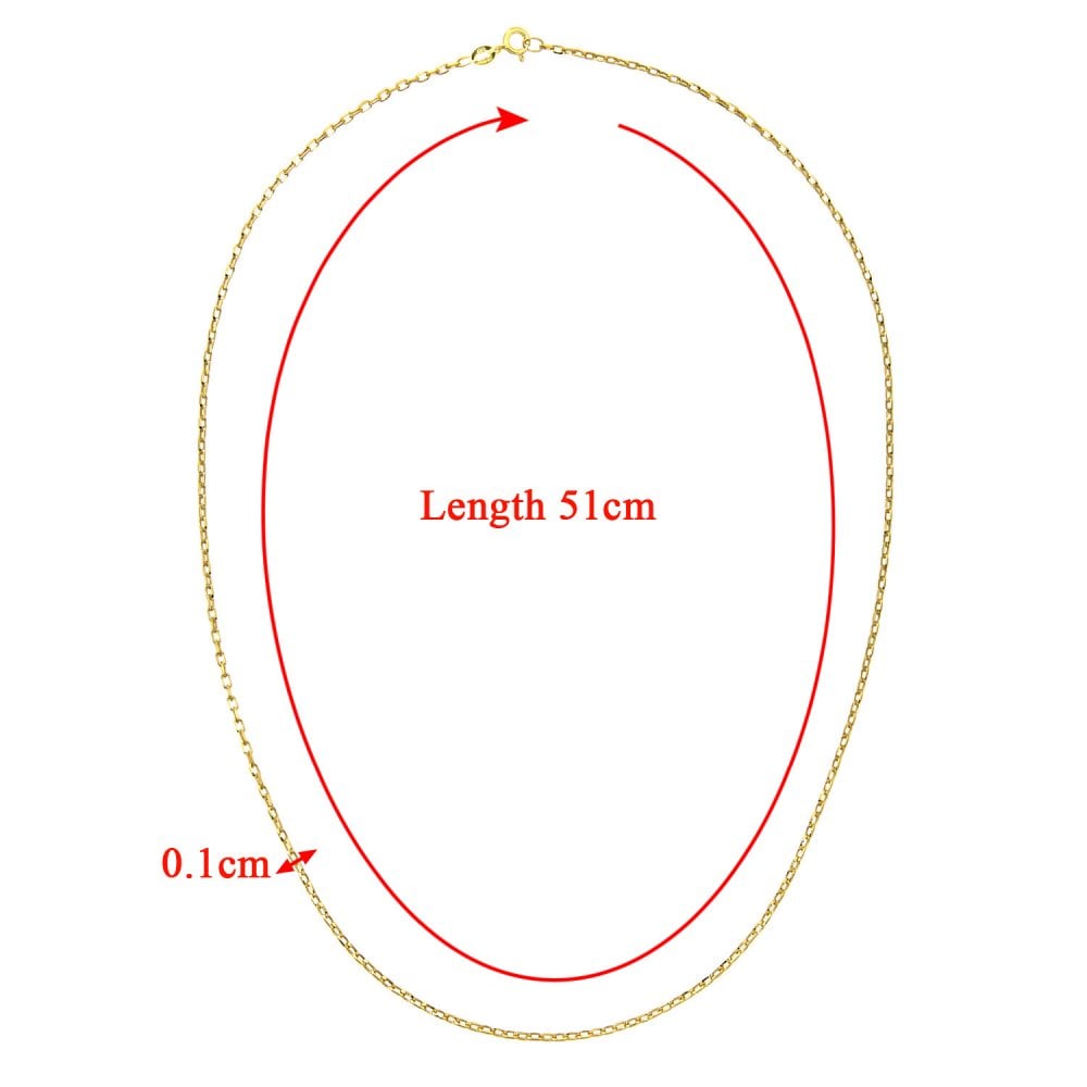 SPARKLD 9 ct Yellow Gold Belcher Necklace of 20 Inch/51 cm Length and 1mm Width