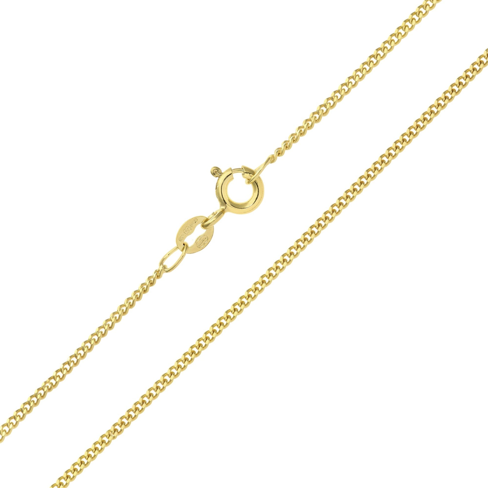 SPARKLD 9ct Yellow Gold Curb Chain Necklace 46cm Length, 1.3mm Width