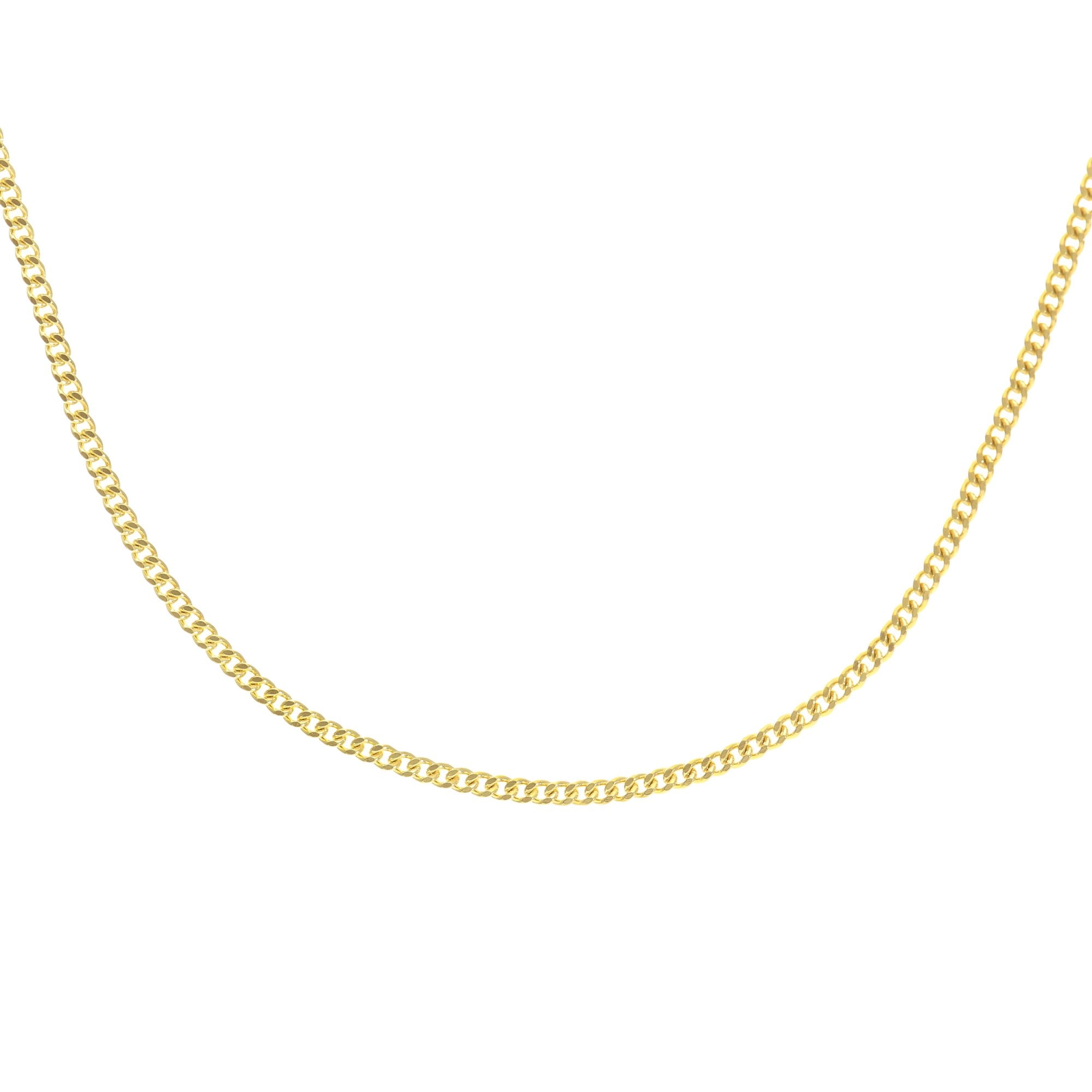 SPARKLD 9ct Yellow Gold Curb Chain Necklace 46cm Length, 1.3mm Width