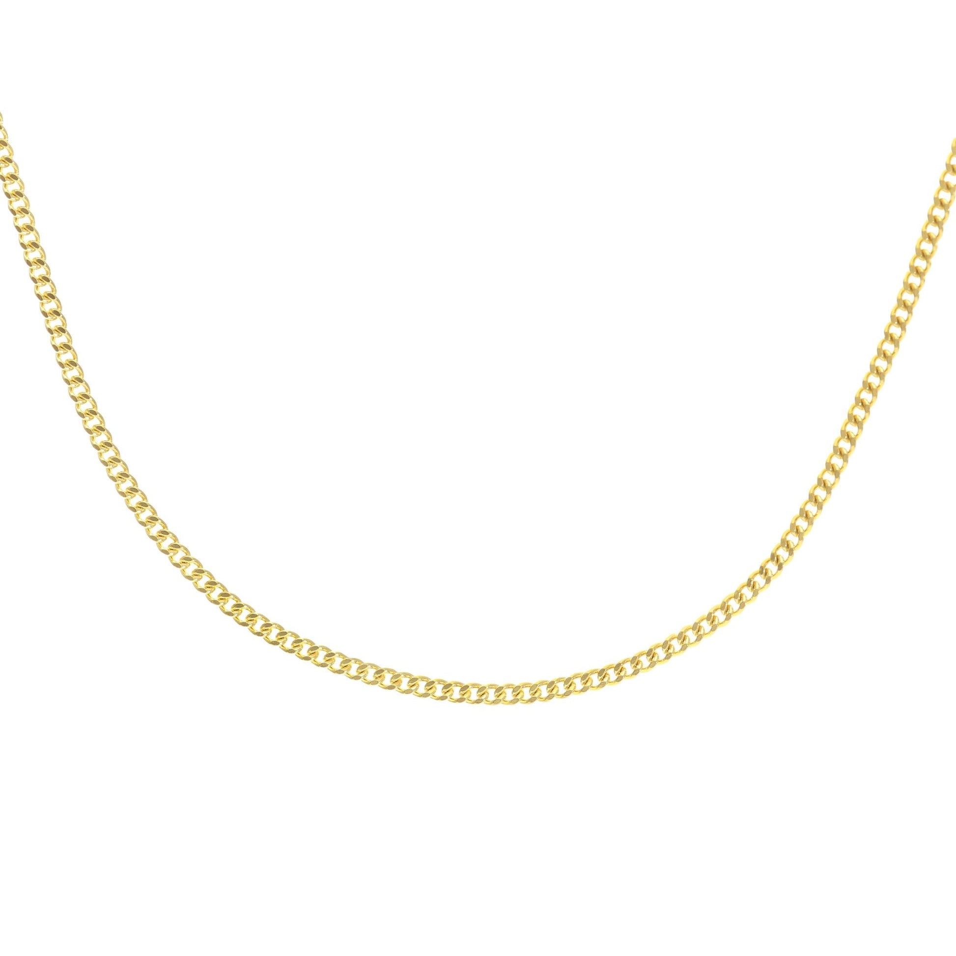 SPARKLD 9ct Yellow Gold Curb Chain Necklace 46cm Length, 1.3mm Width