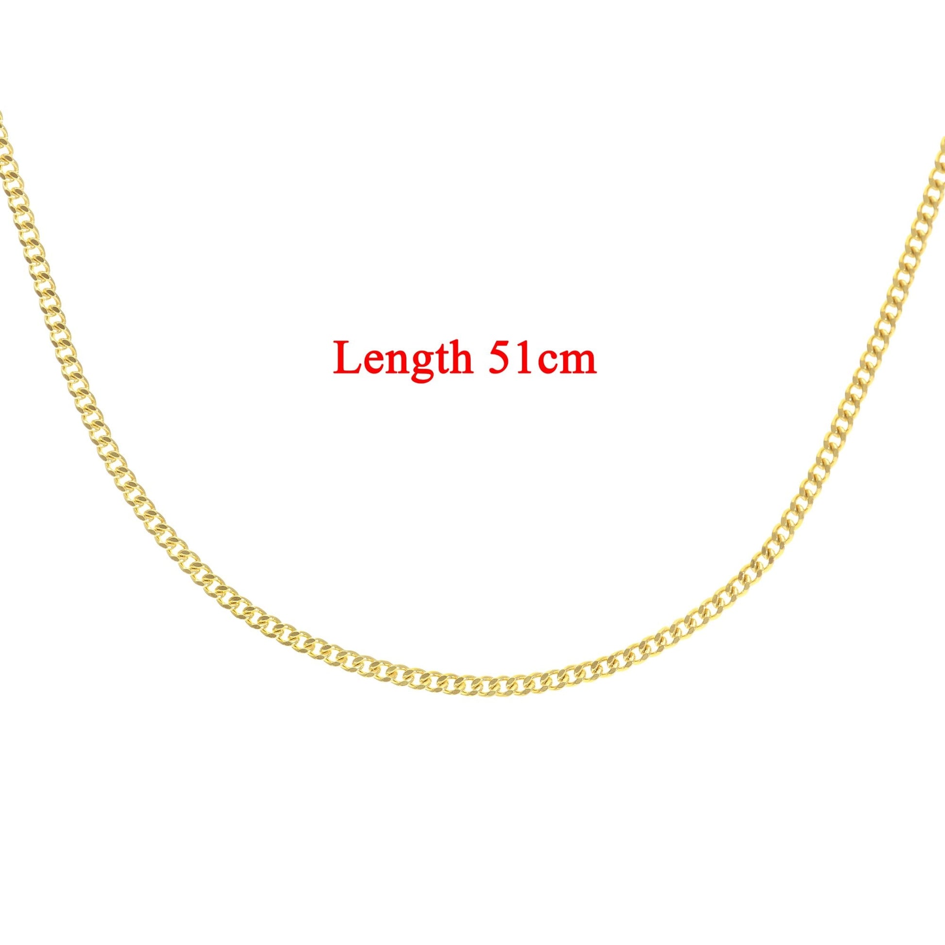 SPARKLD 9ct Yellow Gold Curb Chain Necklace 46cm Length, 1.3mm Width