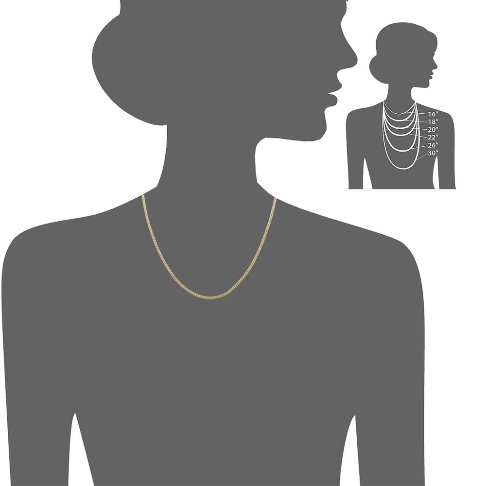 SPARKLD 9ct Yellow Gold Curb Chain Necklace 46cm Length, 1.3mm Width