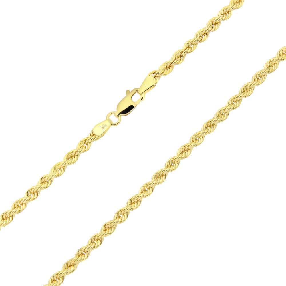 SPARKLD 9 ct Yellow Gold Rope Chain Necklace of 18 inch/46 cm Length, 3.5mm Width