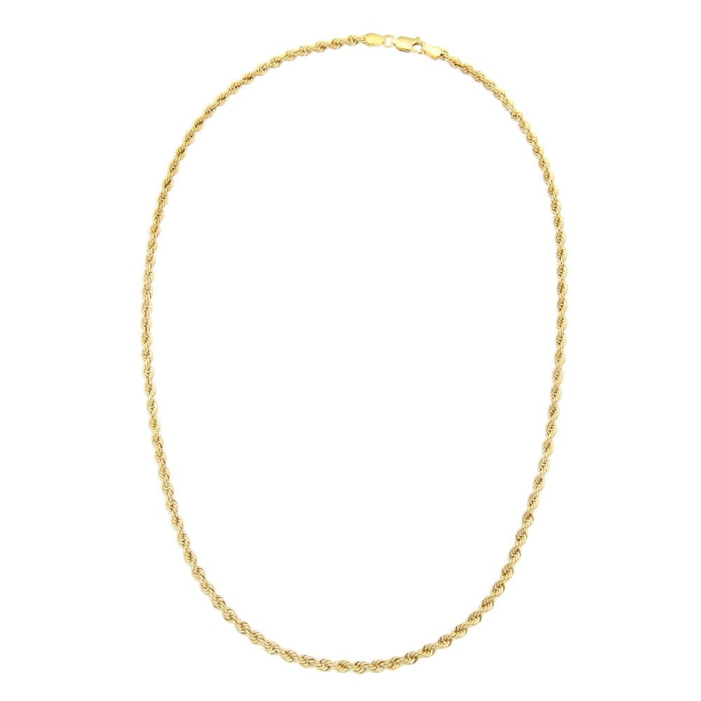 SPARKLD 9 ct Yellow Gold Rope Chain Necklace of 18 inch/46 cm Length, 3.5mm Width