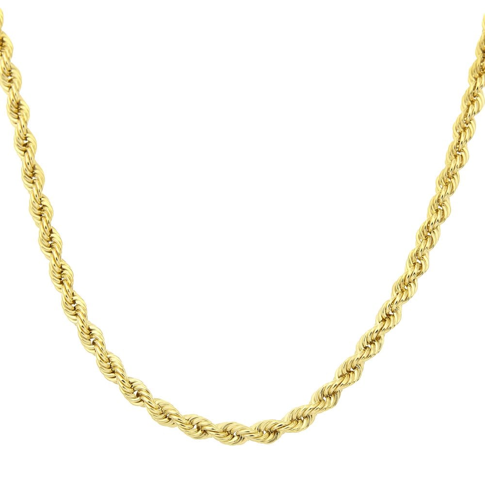 SPARKLD 9 ct Yellow Gold Rope Chain Necklace of 18 inch/46 cm Length, 3.5mm Width