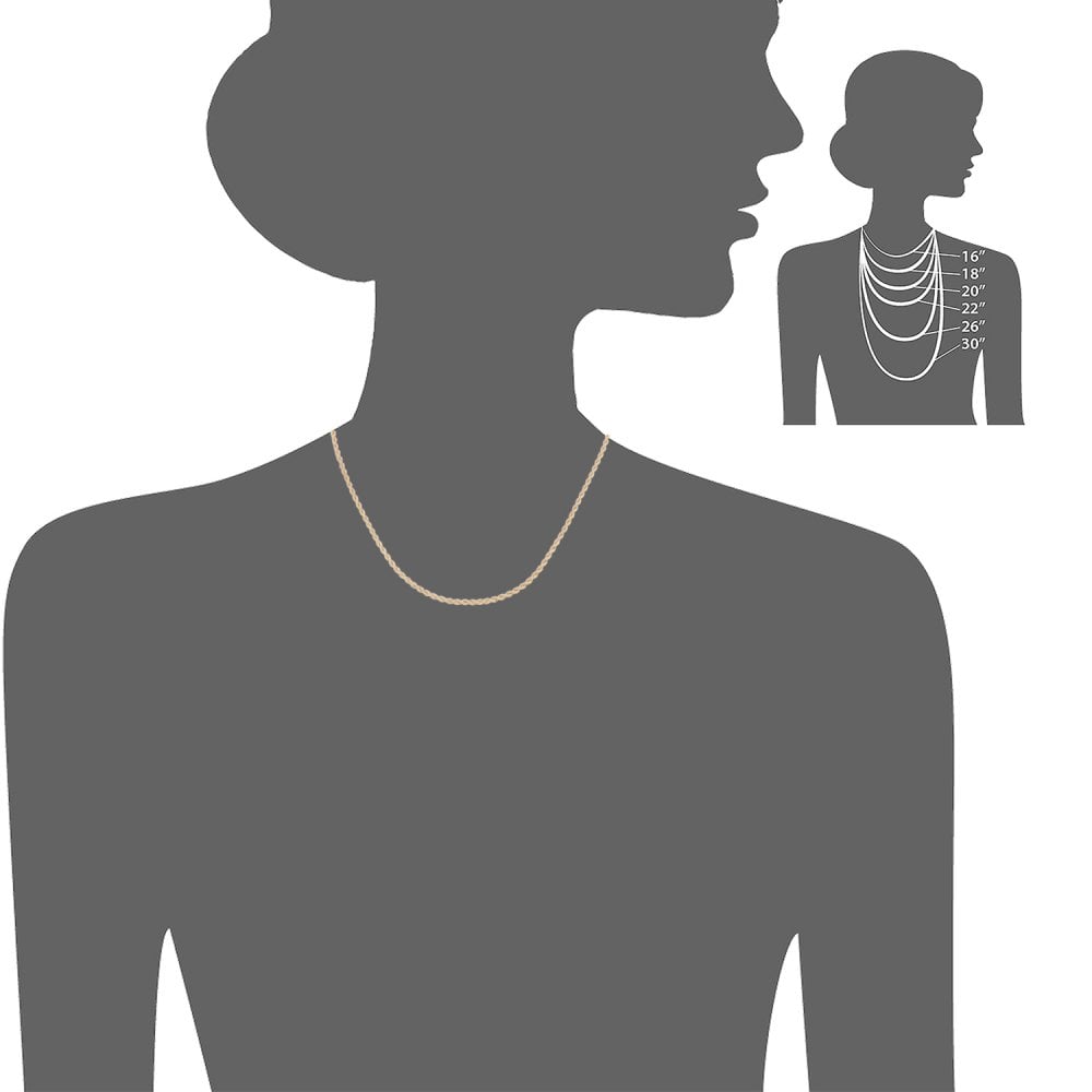 SPARKLD 9 ct Yellow Gold Rope Chain Necklace of 18 inch/46 cm Length, 3.5mm Width