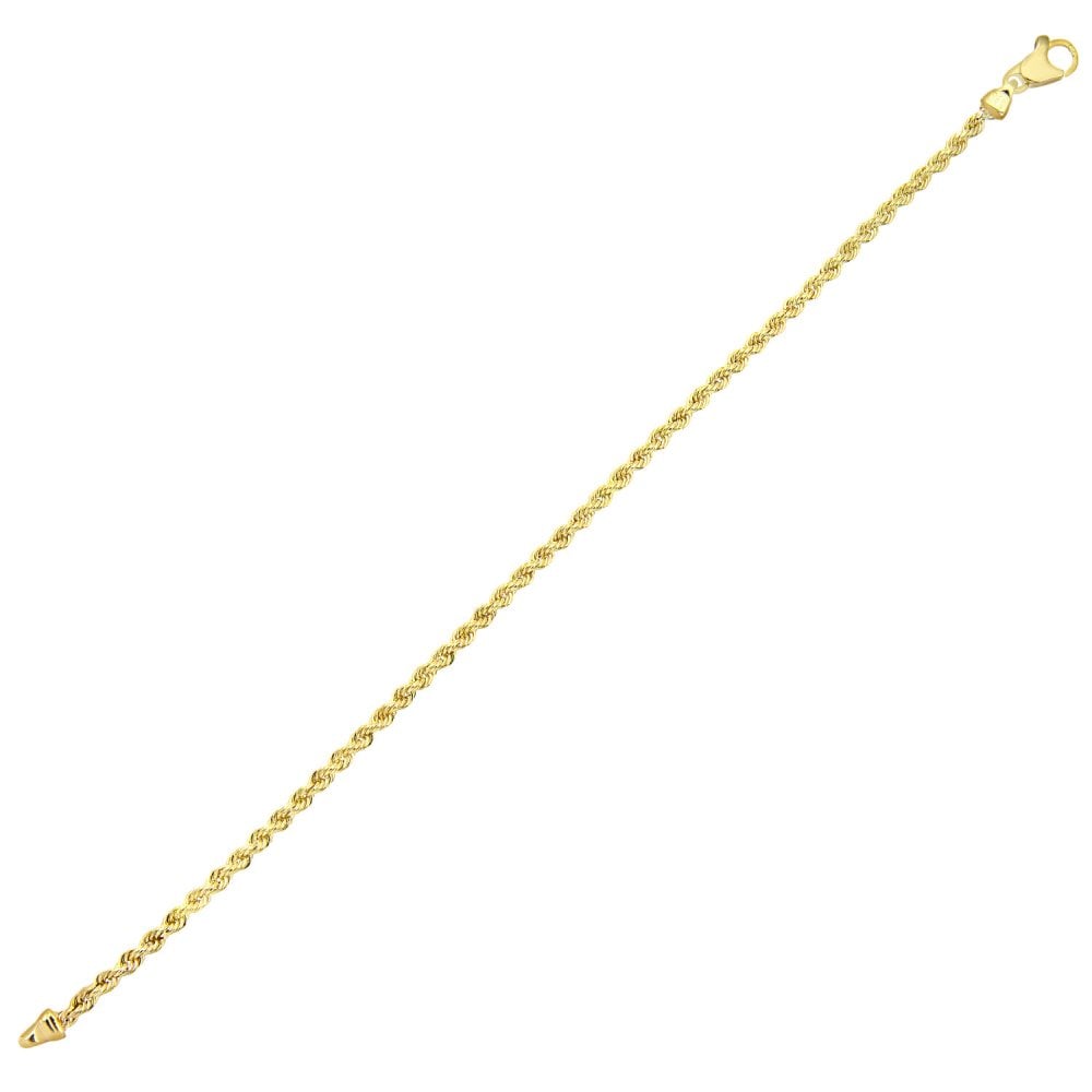 SPARKLD 9 ct Yellow Gold Fine Rope Bracelet of 7.5 Inch/19 cm Length, 3mm Width