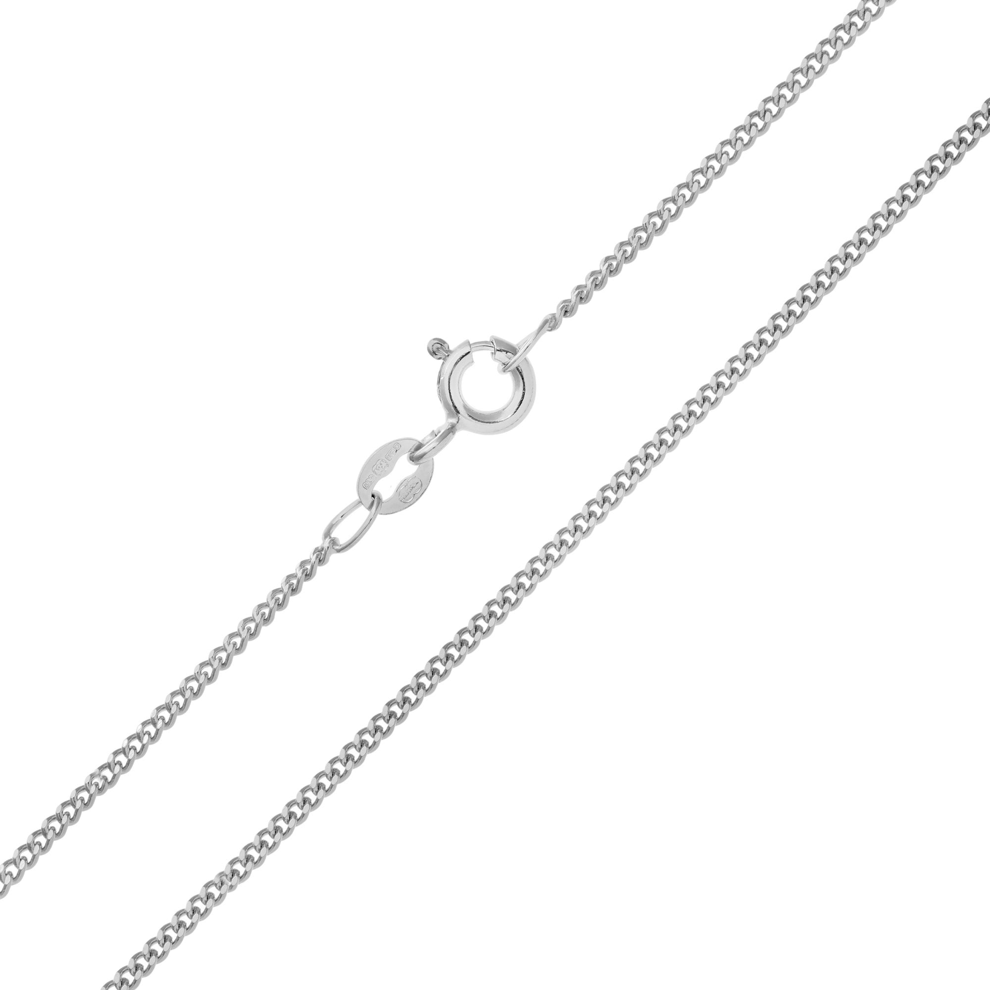 SPARKLD 9ct White Gold Cub Chain Necklace 41cm Length, 1.3mm Width