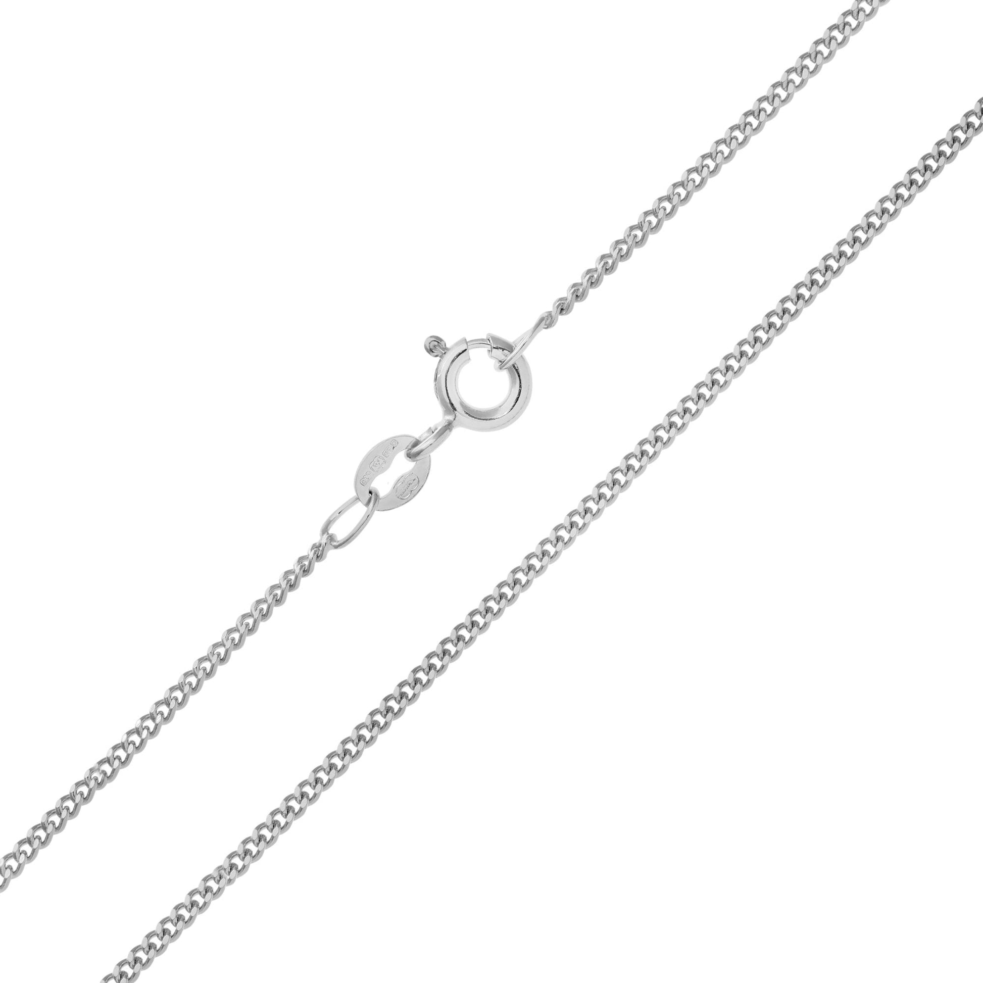SPARKLD 9ct White Gold Cub Chain Necklace 41cm Length, 1.3mm Width