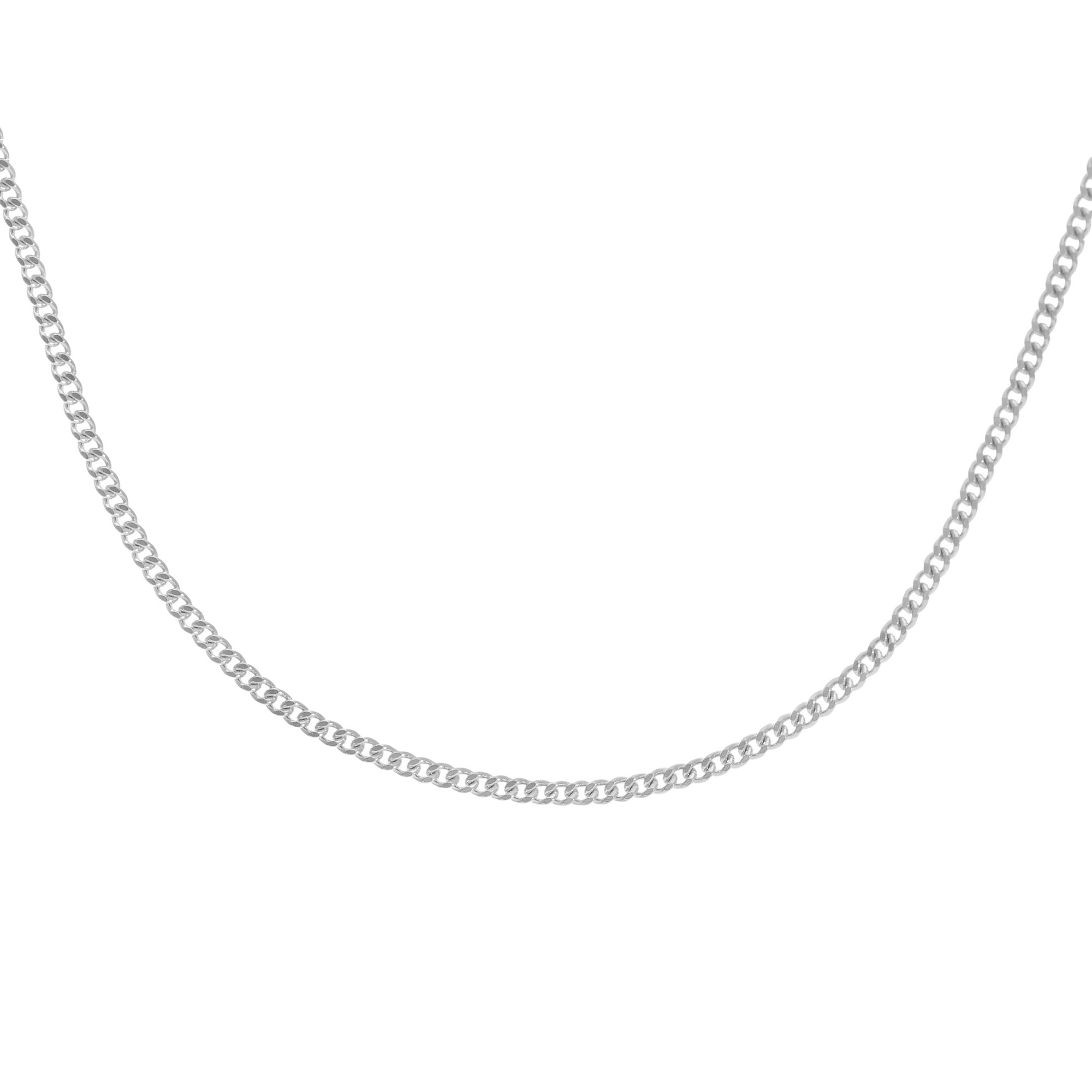 SPARKLD 9ct White Gold Cub Chain Necklace 41cm Length, 1.3mm Width