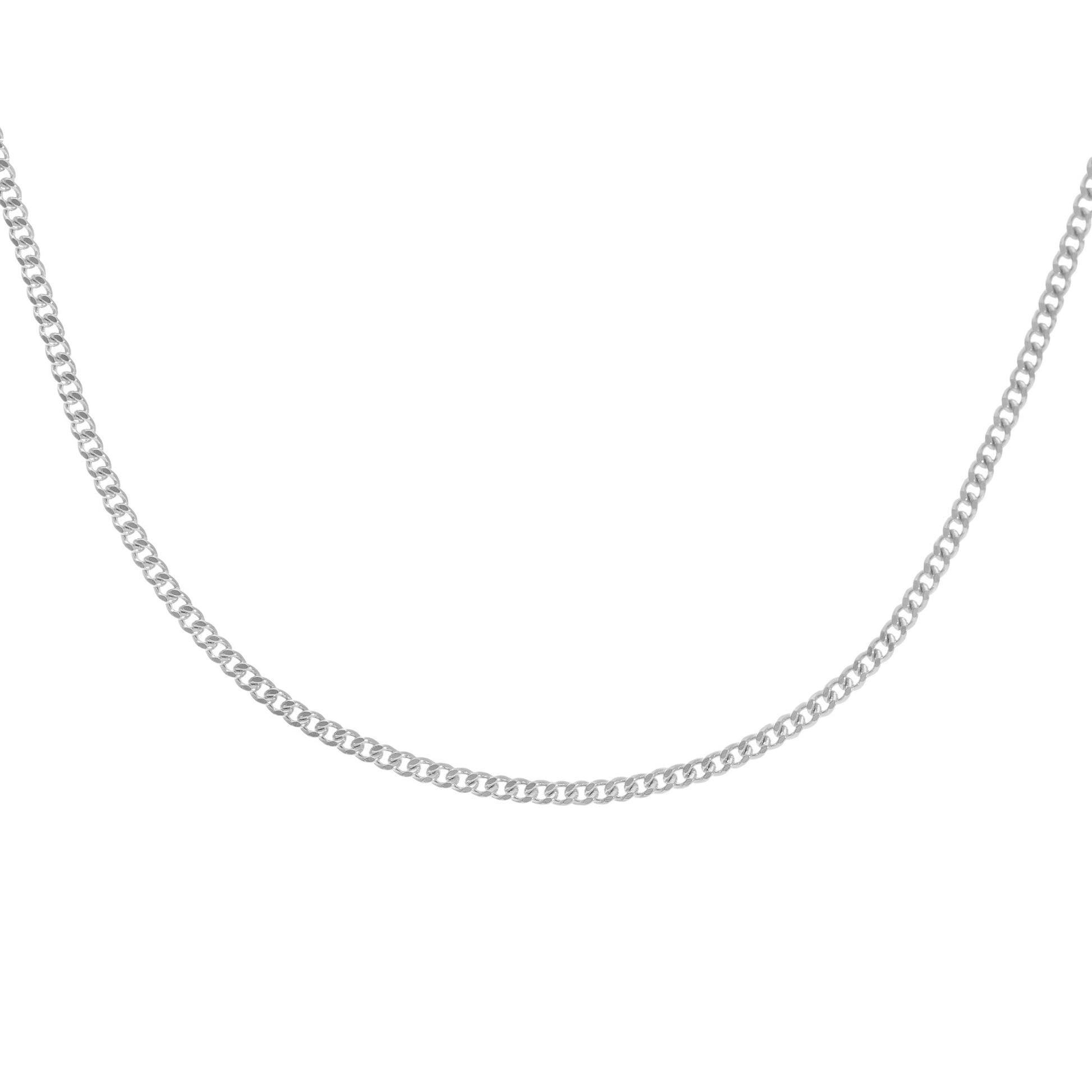 SPARKLD 9ct White Gold Cub Chain Necklace 41cm Length, 1.3mm Width