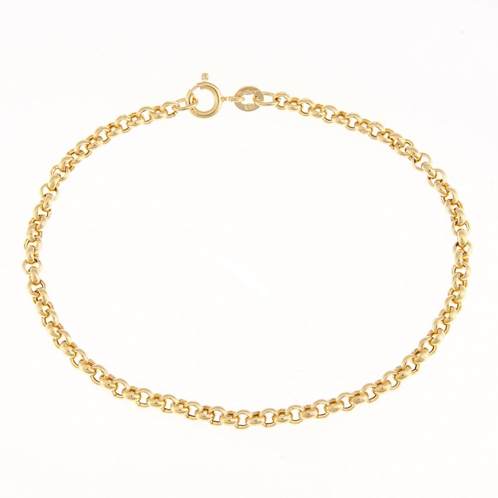 SPARKLD 9ct Yellow Gold Belcher Hollow Bracelet of Length 19cm, 3mm Width
