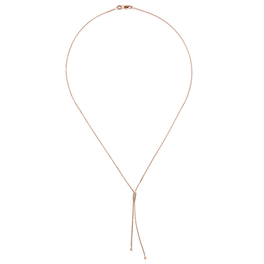 SPARKLD 9ct Rose Gold 17" Spiga Chain Necklace, 1mm Width