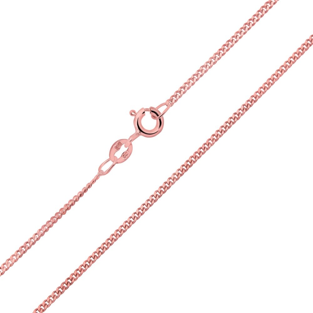SPARKLD 9ct Rose Gold Curb Chain Necklace 46cm Length, 1.3mm Width