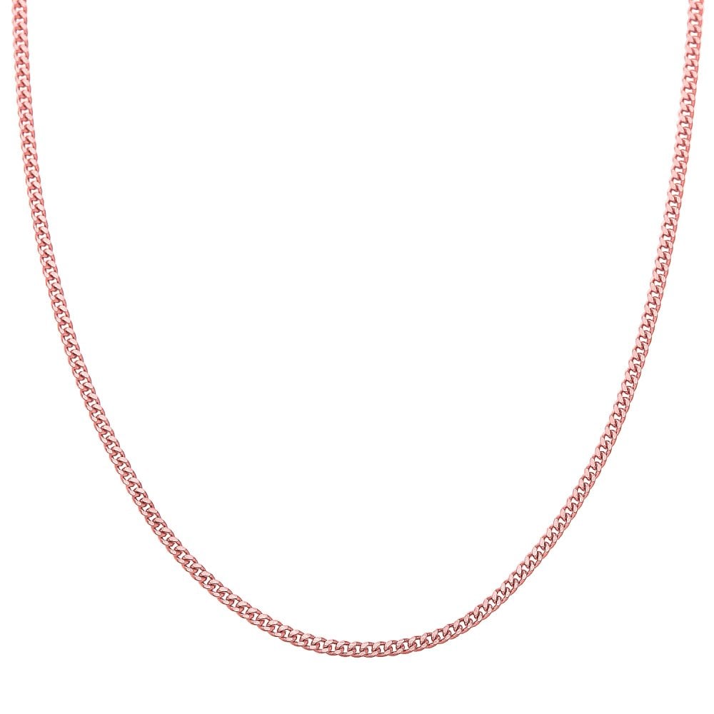 SPARKLD 9ct Rose Gold Curb Chain Necklace 46cm Length, 1.3mm Width