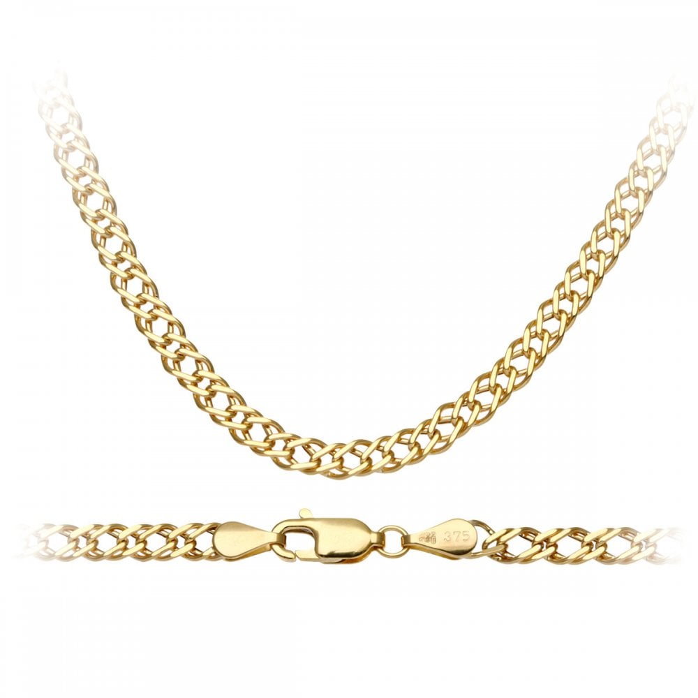 SPARKLD 9ct Yellow Gold Curb Hollow Chain Necklace 41cm Length, 3.5mm Width