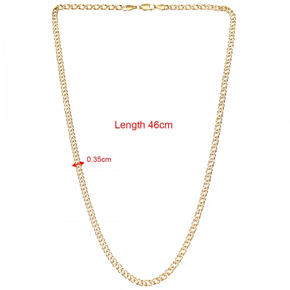 SPARKLD 9ct Yellow Gold Curb Hollow Chain Necklace 41cm Length, 3.5mm Width