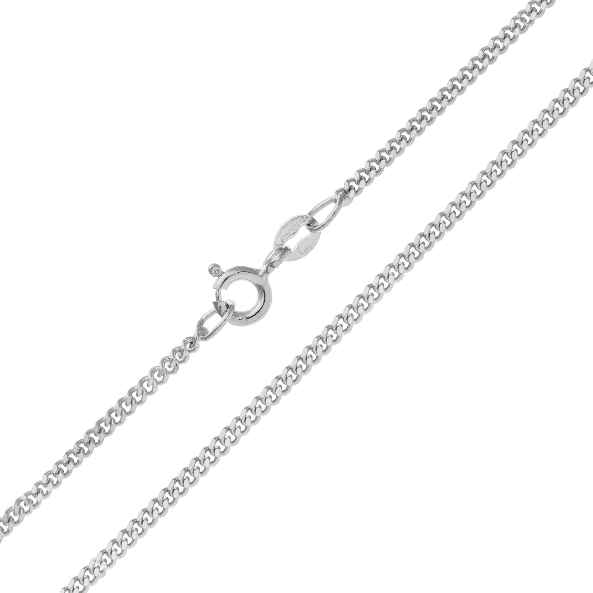 SPARKLD 9ct White Gold Curb Chain Necklace 46cm Length, 1.5mm Width