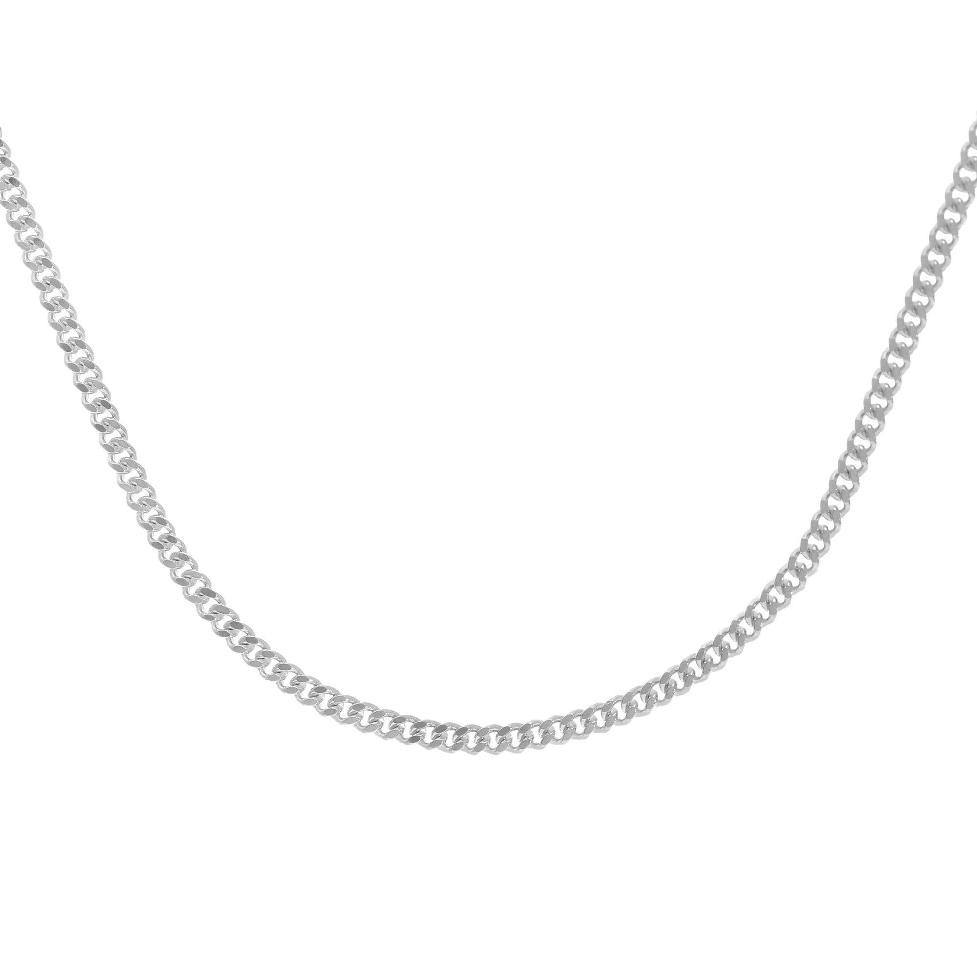 SPARKLD 9ct White Gold Curb Chain Necklace 46cm Length, 1.5mm Width