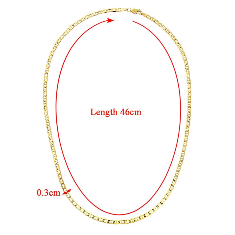 SPARKLD 9ct Yellow Gold Anchor Chain of Weight 22 Inch Length, 3.4mm Width