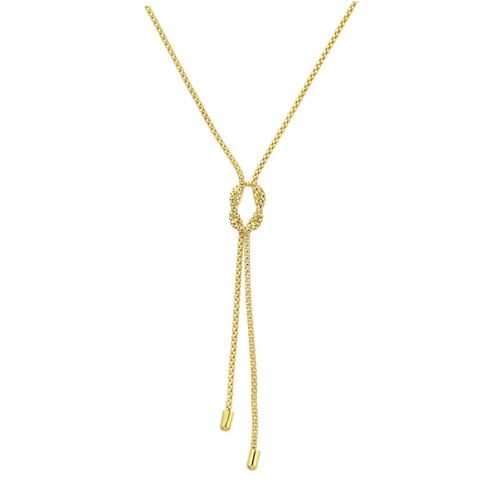 SPARKLD 9ct Yellow Gold Necklace, Strand Tassle and Knot 46cm Length, 15mm Width
