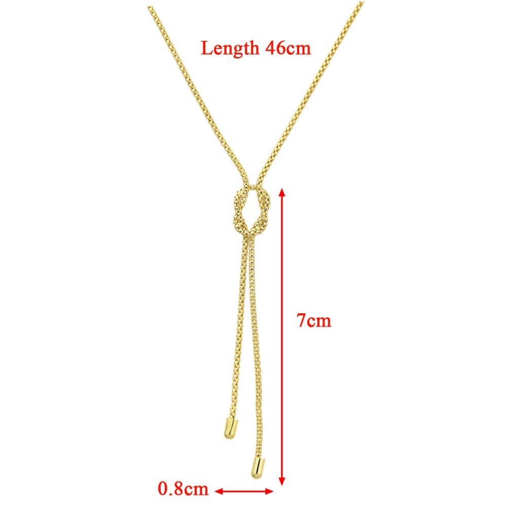 SPARKLD 9ct Yellow Gold Necklace, Strand Tassle and Knot 46cm Length, 15mm Width